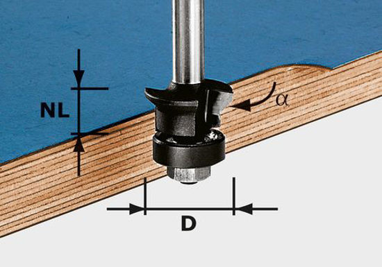 Picture of Edge trimming chamfer bit HW S8 D24/0° +45°